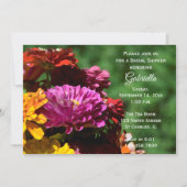 Invitation Garden Zinnia Flowers Fête des mariées (Devant)