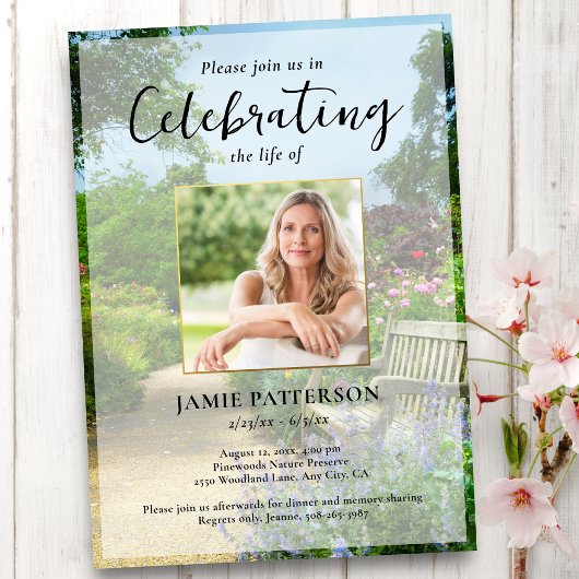Invitation Gardener, Celebration of Life Custom Photo Funeral