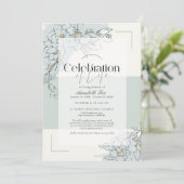 Invitation Gardenia Botanique Sage Green Funeral Memorial (Debout devant)