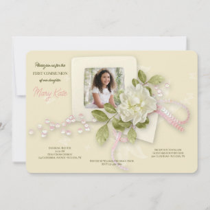 Invitation Gardenia et papillons Photo Communion