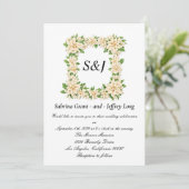 Invitation Gardenia Floral Monogramme Mariage (Debout devant)
