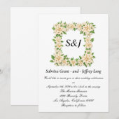 Invitation Gardenia Floral Monogramme Mariage (Devant / Derrière)