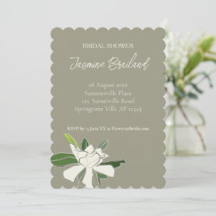Invitation Gardenia Florale Blanche Simple Fête des mariées J