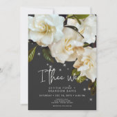 Invitation Gardenias blanches modernes sur Mariage noir (Devant)