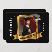 Invitation Gardergarten Graduten Gold Frame Ajouter photo (Devant / Derrière)