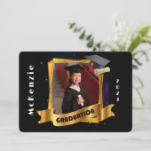 Invitation Gardergarten Graduten Gold Frame Ajouter photo (Debout devant)