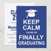 Invitation Gardez la cause calme que je reçois un diplôme (Devant / Derrière)