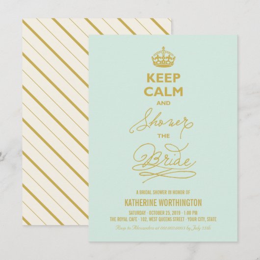 Invitation Gardez La Douche Calme L'Invitation Fête des marié (Devant / Derrière)