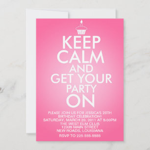 Invitation Gardez le calme Anniversaire
