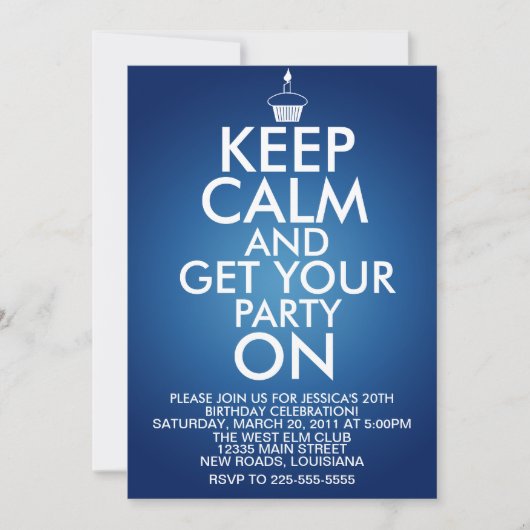 Invitation Gardez le calme Anniversaire (Devant)