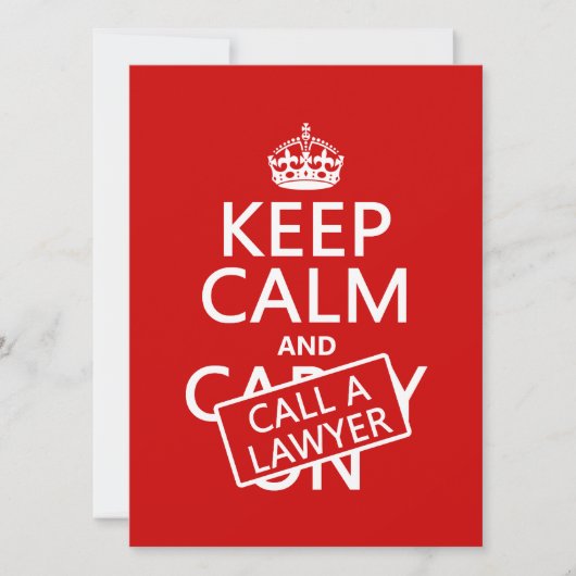 Invitation Gardez le calme et appelez un avocat (dans toute (Devant)