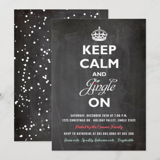 Invitation Gardez Le Calme Et Jingle Sur L'Invitation Rustiqu (Devant / Derrière)