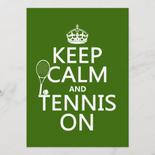 Invitation Gardez le calme et le tennis sur (toute couleur