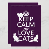 Invitation Gardez le calme et les chats d'amour (dans n'impor (Devant / Derrière)