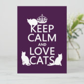 Invitation Gardez le calme et les chats d'amour (dans n'impor (Debout devant)