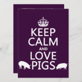Invitation Gardez le calme et les cochons d'amour (toutes les (Devant / Derrière)