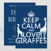 Invitation Gardez le calme et les girafes d'amour - toutes le (Devant / Derrière)
