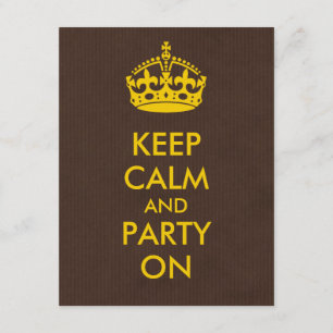 Invitation Gardez le calme et l'or de fête sur Kraft Brown