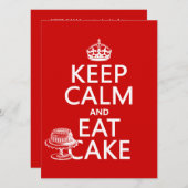 Invitation Gardez le calme et mangez le gâteau (Devant / Derrière)