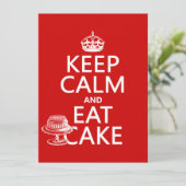 Invitation Gardez le calme et mangez le gâteau (Debout devant)