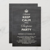 Invitation Gardez le calme Funny Chalkboard Surprise Annivers (Devant / Derrière)