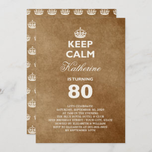 Invitation Gardez le calme Vintage Jalon d'anniversaire Invit