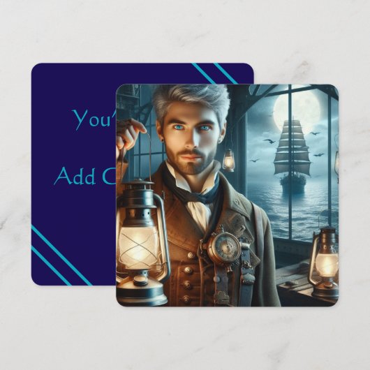 Invitation Gardien de phare victorien Vintage Steampunk (Devant / Derrière)