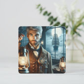 Invitation Gardien de phare victorien Vintage Steampunk (Debout devant)