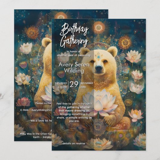 Invitation Gardien Doré | Conception d'ours (Devant / Derrière)