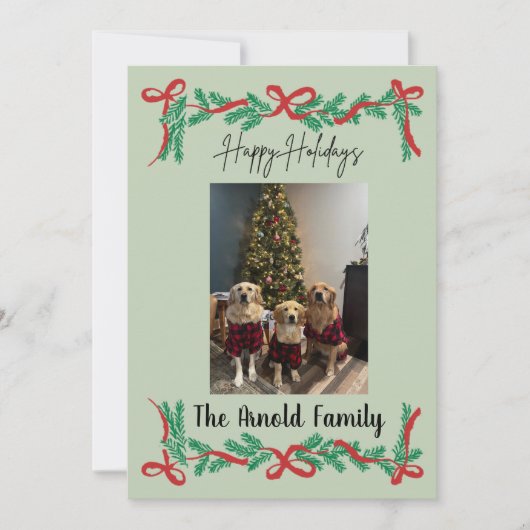 Invitation Garland and Bows Holiday Card (Devant)