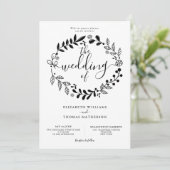 Invitation Garland Floral noir et blanc Mariage photo Invit (Debout devant)