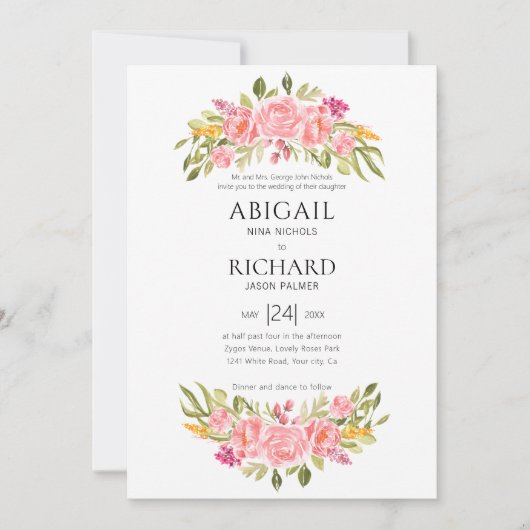 Invitation Garland rose (Devant)