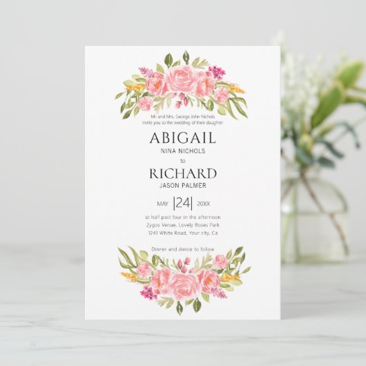 Invitation Garland rose (Debout devant)