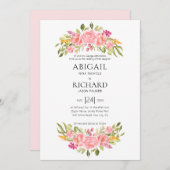 Invitation Garland rose (Devant / Derrière)