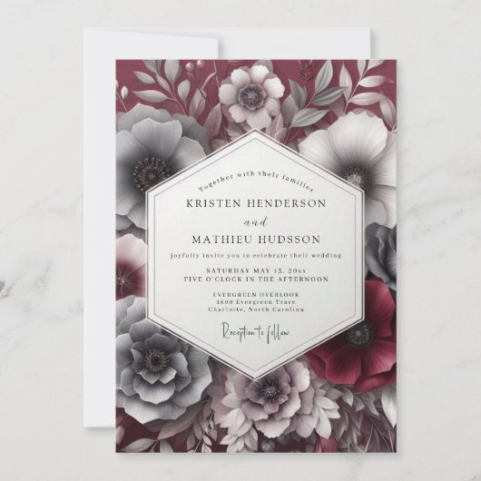 Invitation Garnet Gloaming Posy Wedding (Devant)