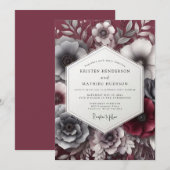 Invitation Garnet Gloaming Posy Wedding (Devant / Derrière)