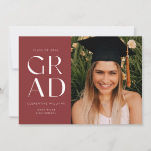 Invitation Garnet Grad Block Moderne Photo Graduation