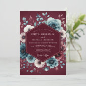 Invitation Garnet Slate Moody Bloom Wedding (Debout devant)
