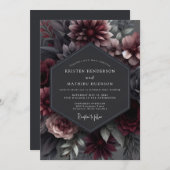 Invitation Garnet Somber Bloom Wedding (Devant / Derrière)
