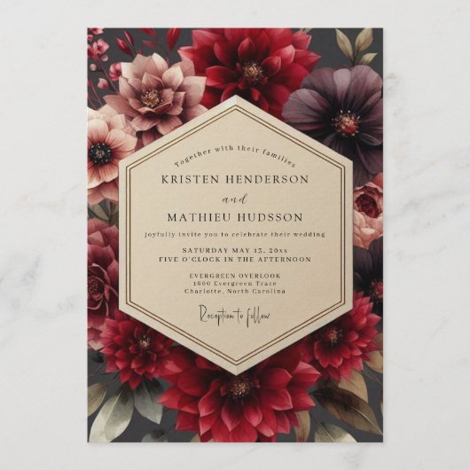 Invitation Garnet Sumptuous Dahlia Wedding (Devant)