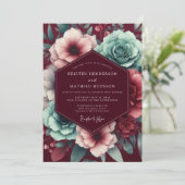 Invitation Garnet Teal Moody Bloom Wedding (Debout devant)