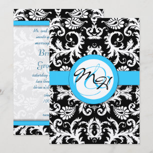 Invitation Garniture Aqua Clair Métallisé Argent Vintage Dama