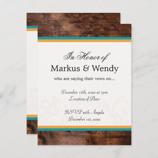 Invitation Garniture de bois classique (Devant / Derrière)