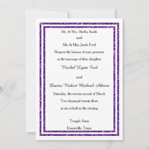 Invitation Garniture de fausses paillettes violettes chic - I