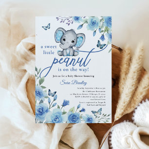 Invitation Gary Elephant Dusty Baby shower Rose
