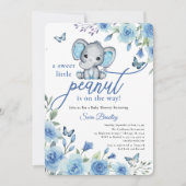 Invitation Gary Elephant Dusty Baby shower Rose (Devant)