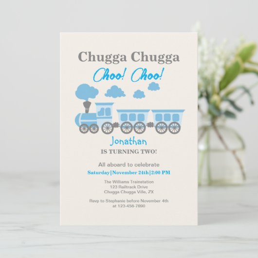 Invitation Garys Blue Train 2e fête d'anniversaire (Debout devant)