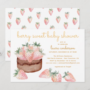 Invitation Gâteau à l'aquarelle aux fraises Fête prénatale Do