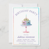 Invitation Gâteau à licorne magique | Aquarelle Imaginaire An (Devant)