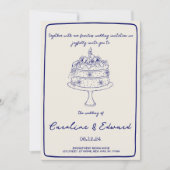 Invitation Gâteau à main moderne mariage de boho rétro (Devant)
